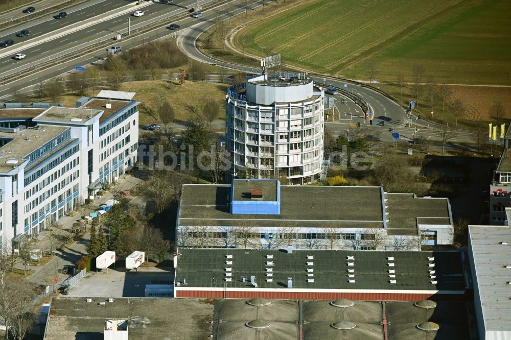 Leinfelden-Echterdingen von oben - Gebäudekomplex Presse- und Medienhauses bit-Verlag am Fasanenweg in Leinfelden-Echterdingen im Bundesland Baden-Württemberg, Deutschland