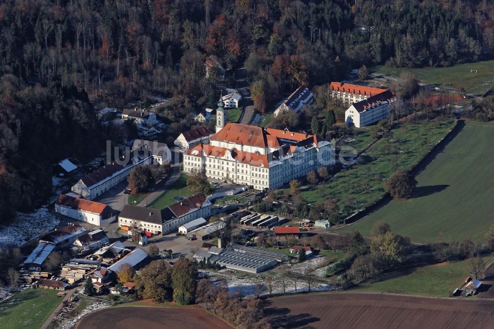 Luftbild Kloster Schäftlarn - Gebäudekomplex und Prälatengarten des Klosters in Schäftlarn im Bundesland Bayern