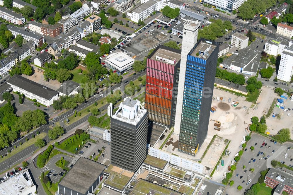 Luftaufnahme Köln - Gebäudekomplex des Senders Deutschlandfunk im Ortsteil Rodenkirchen in Köln im Bundesland Nordrhein-Westfalen, Deutschland
