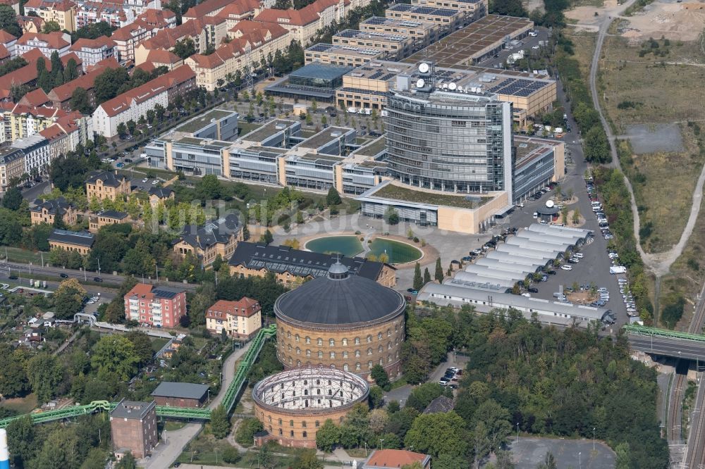 Leipzig von oben - Gebäudekomplex des Senders Mitteldeutscher Rundfunk (MDR) in Leipzig im Bundesland Sachsen, Deutschland