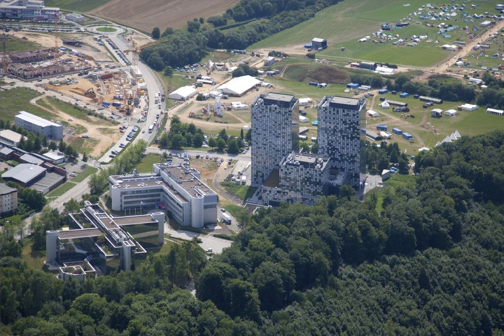 Luftaufnahme Luxembourg Luxemburg - Gebäudekomplex des Senders RTL City (rechts) in Luxembourg Luxemburg in District de Luxembourg, Luxemburg