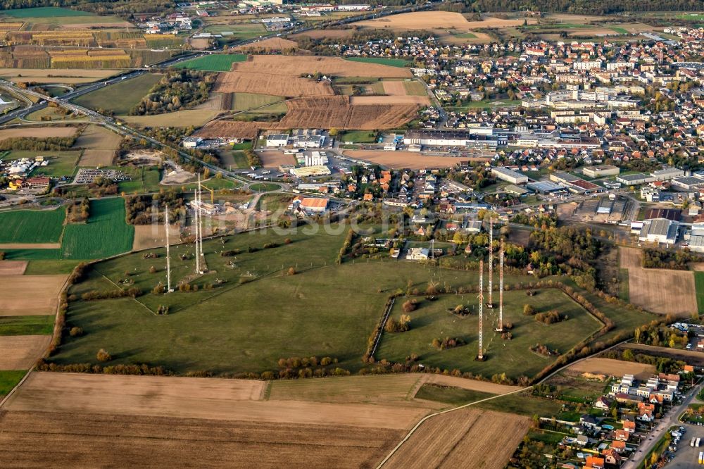 Selestat von oben - Gebäudekomplex des Senders in Selestat in Grand Est, Frankreich