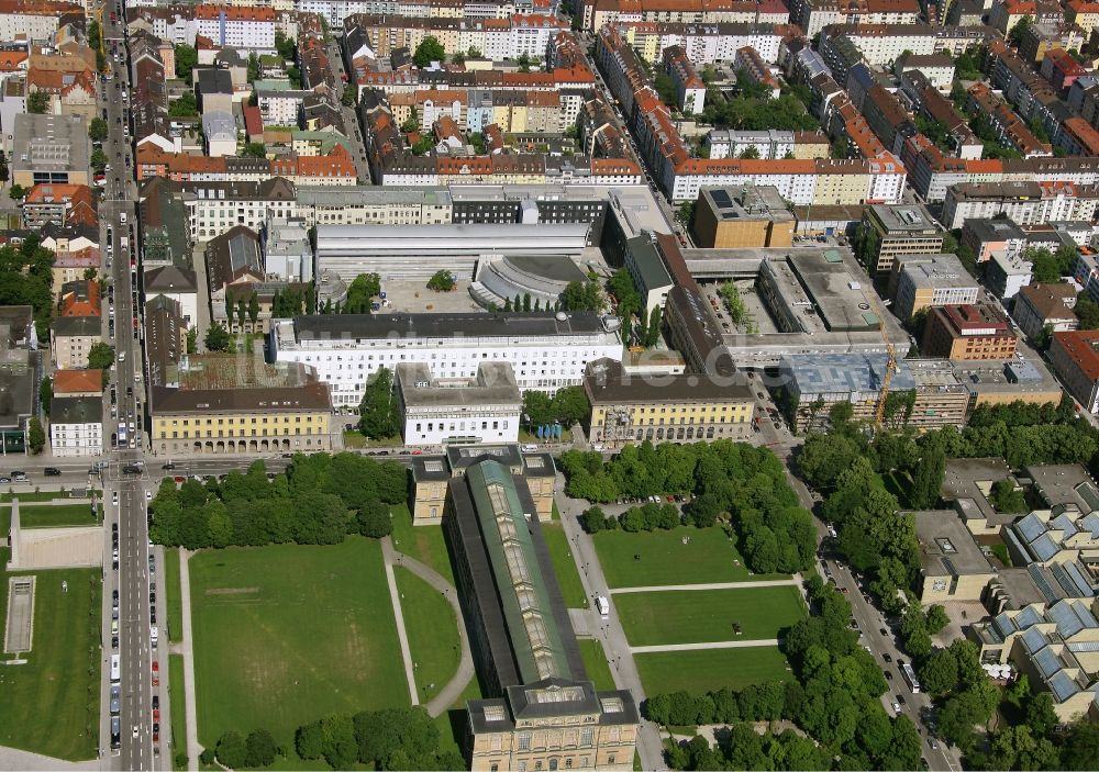 München von oben - Gebäudekomplex der Technischen Universität in München im Bundesland Bayern, Deutschland