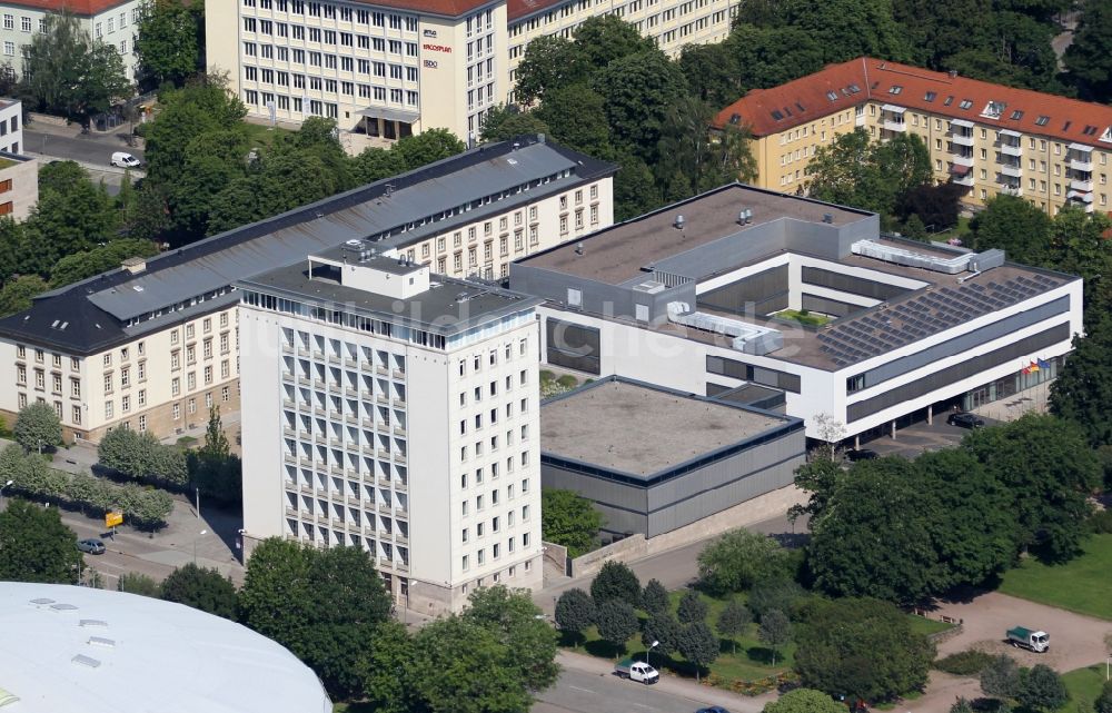 Luftbild Erfurt - Gebäudekomplex des Thüringer Landtag, dem Sitz des Landes- Parlamentes in Erfurt im Bundesland Thüringen, Deutschland
