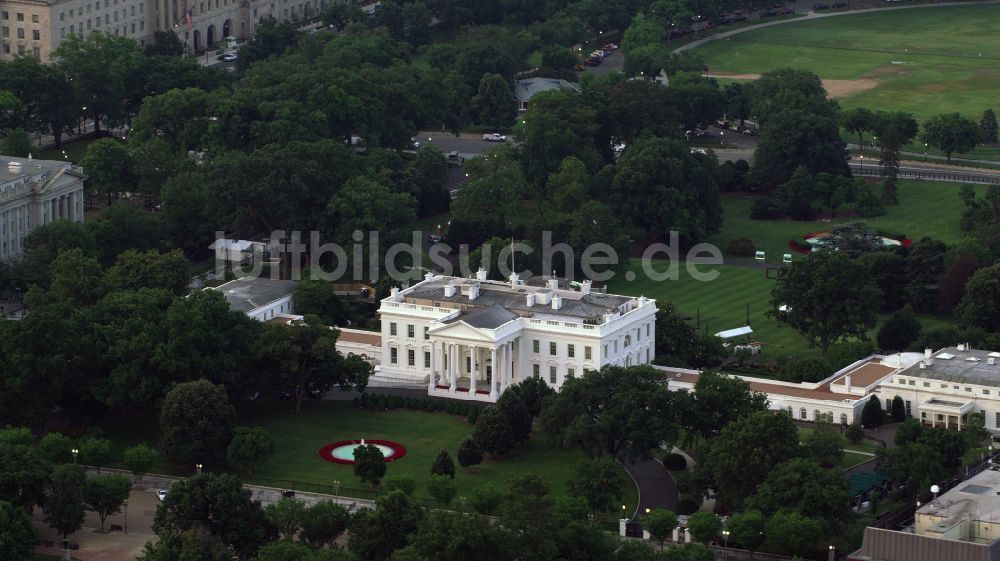 Washington von oben - Gebäudekomplex Weißes Haus in Washington in District of Columbia, USA
