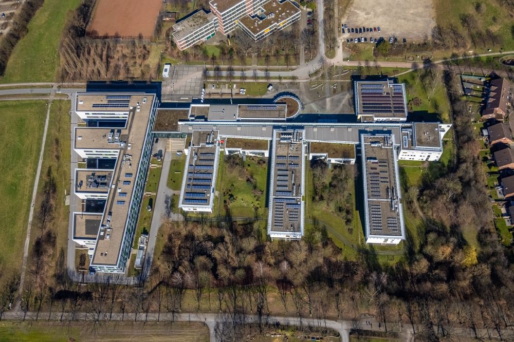 Luftaufnahme Gelsenkirchen - Gebäudekomplex der Westfälischen Hochschule Gelsenkirchen des Instituts für Internet-Sicherheit in Gelsenkirchen im Bundesland Nordrhein-Westfalen