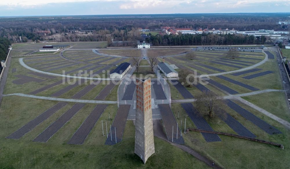 Luftbild Oranienburg - Gedenkstätte für das ehemalige Konzentrationslager Sachsenhausen an der Straße der Nationen im Bundesland Brandenburg