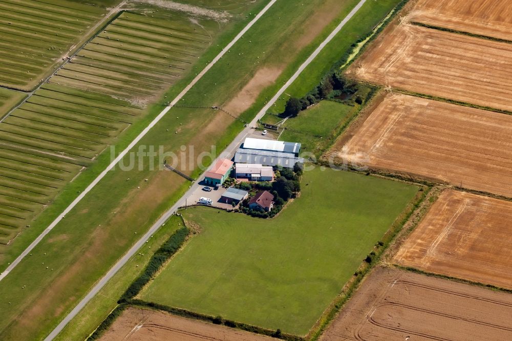 Luftaufnahme Nordstrand - Gehöft und Bauernhof mit Hofladen in Nordstrand im Bundesland Schleswig-Holstein, Deutschland