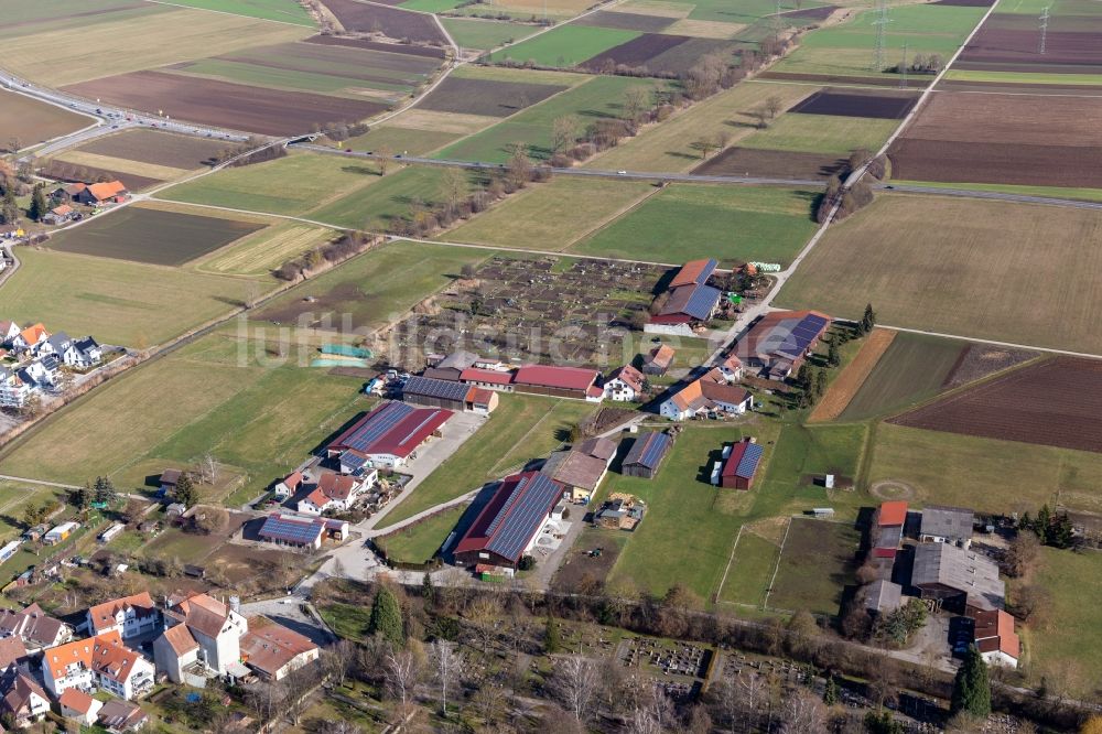 Luftbild Renningen - Gehöft und Bauernhof an der Mühlgasse in Renningen im Bundesland Baden-Württemberg, Deutschland