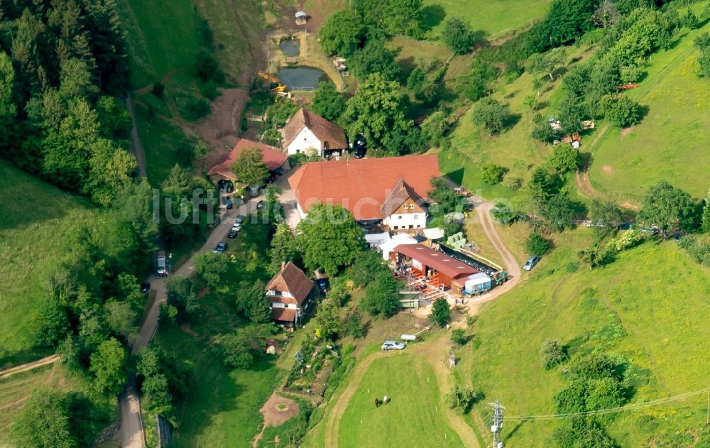 Luftaufnahme Freiamt - Gehöft eines Bauernhofes Schillinger Hof Mühle am Mühlentag in Freiamt im Bundesland Baden-Württemberg, Deutschland
