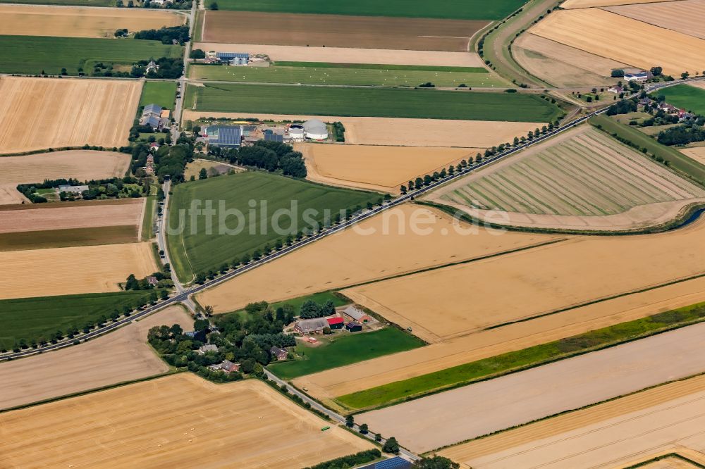 Luftaufnahme Nordstrand - Gehöfte und Bauernhöfe in Nordstrand im Bundesland Schleswig-Holstein, Deutschland