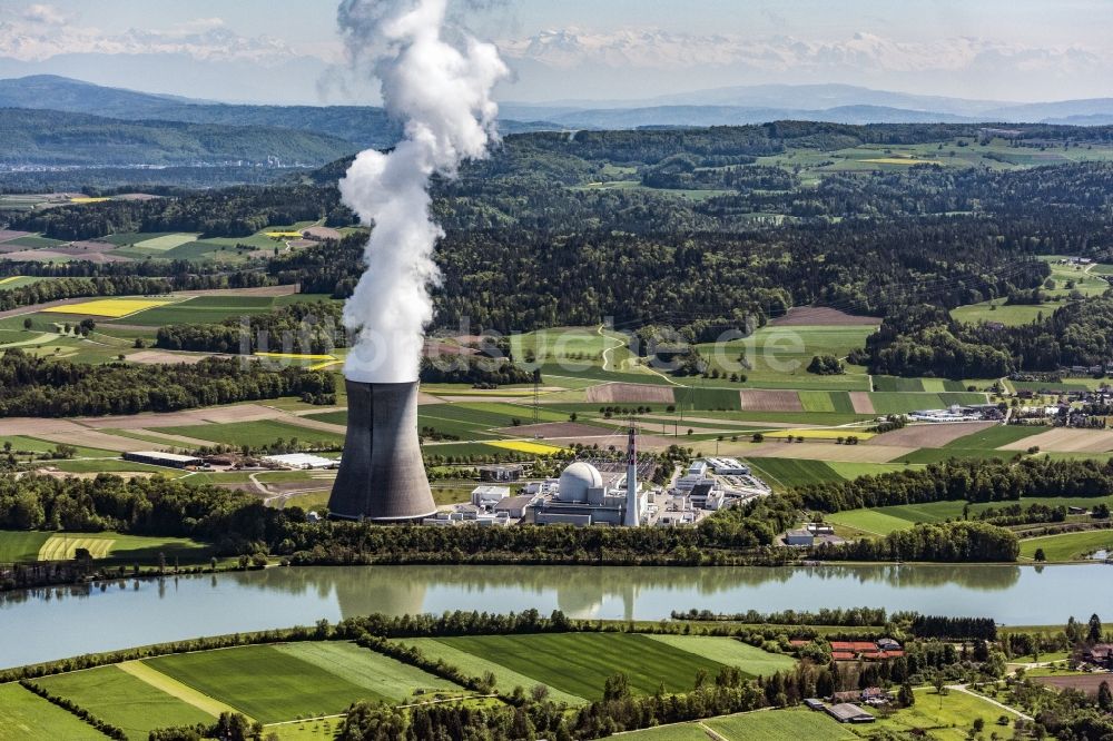 Leibstadt von oben - Gelände des Kernkraftwerk in Leibstadt im Kanton Aargau, Schweiz