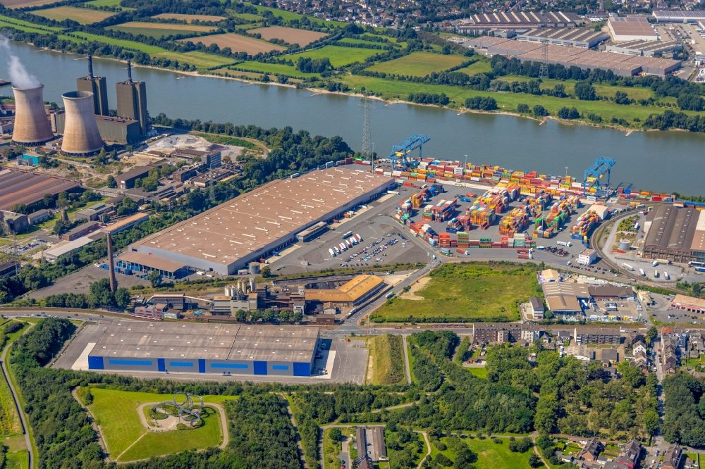 Duisburg von oben - Gelände des Logistikzentrums logport II an der Ehringer Straße im Ortsteil Wanheim - Angerhausen in Duisburg im Bundesland Nordrhein-Westfalen, Deutschland