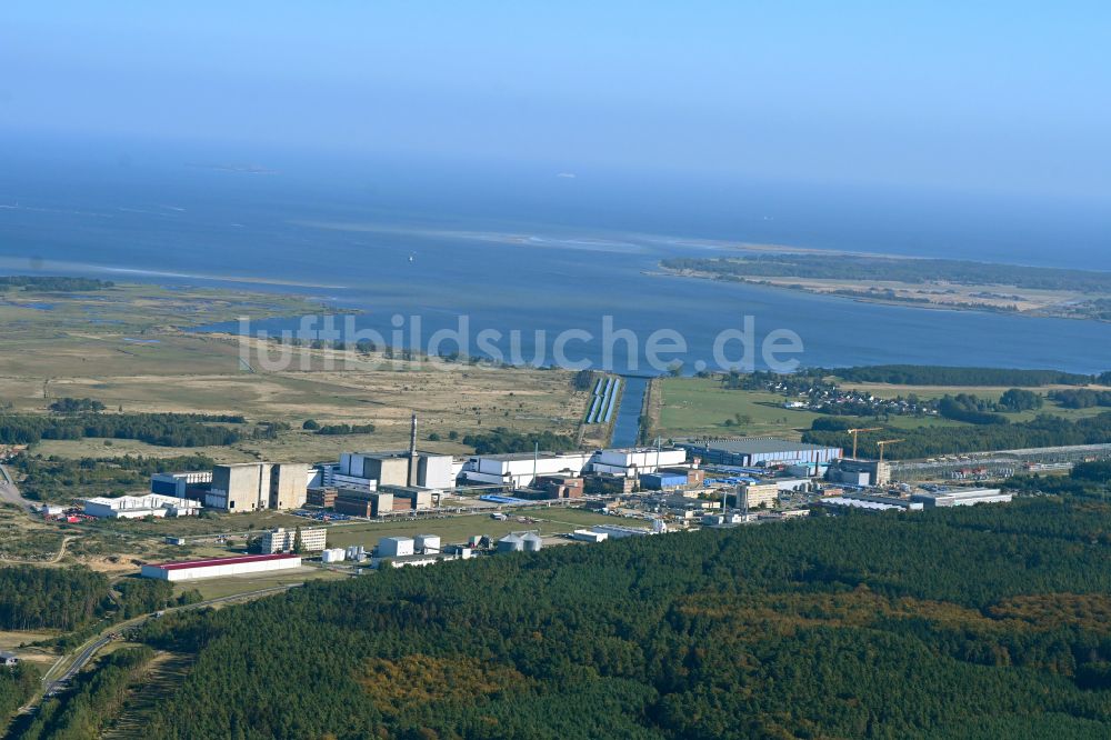 Freesendorf von oben - Gelände und Anlagen des stillgelegten AKW - KKW Kernkraftwerk AKW Lubmin in Freesendorf im Bundesland Mecklenburg-Vorpommern, Deutschland