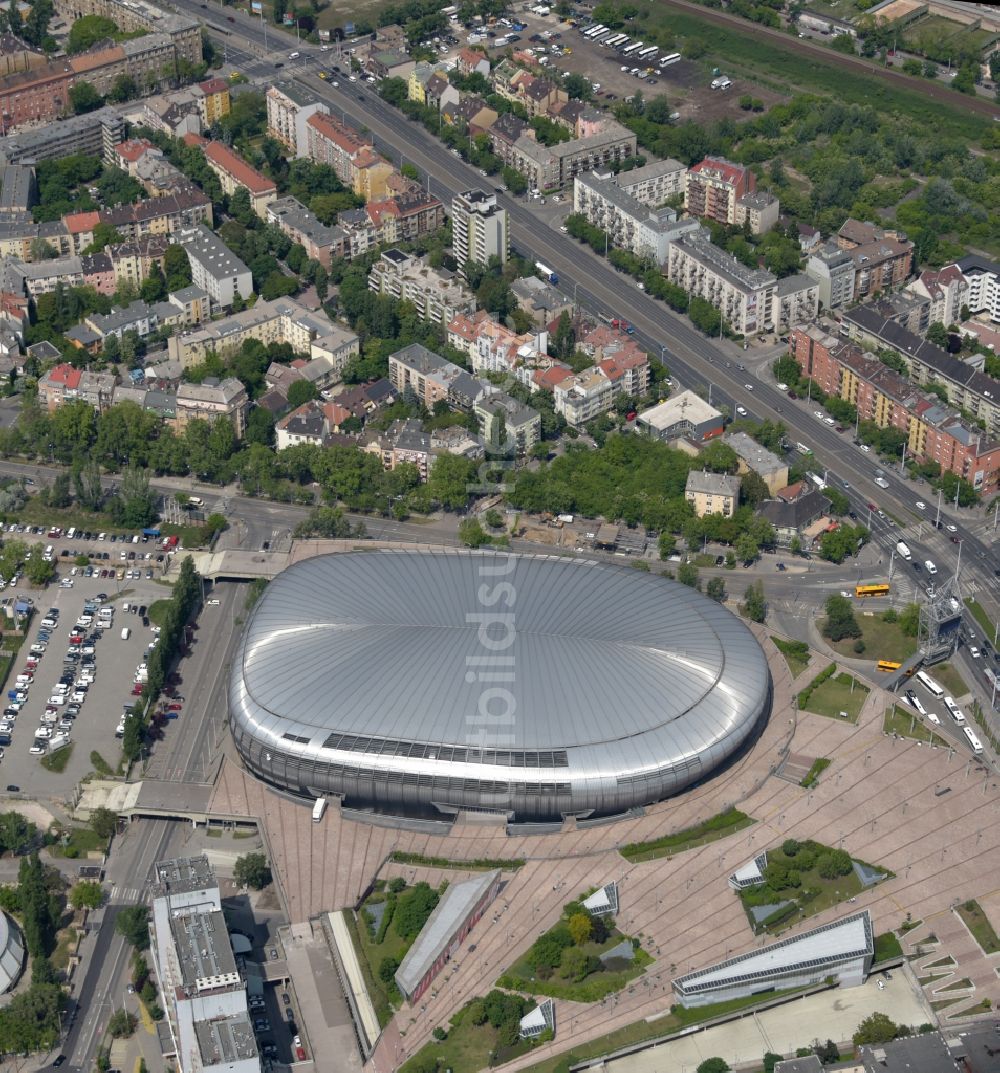 Luftaufnahme Budapest - Gelände der Arena Papp Laszlo Budapest Sportarena in Budapest in Ungarn