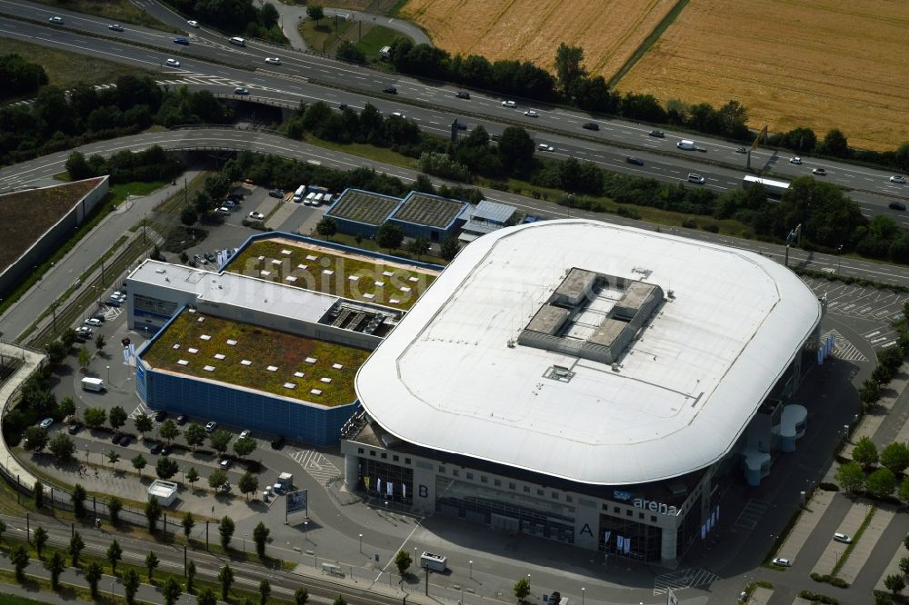 Mannheim aus der Vogelperspektive: Gelände der Arena SAP Arena in Mannheim im Bundesland Baden-Württemberg, Deutschland
