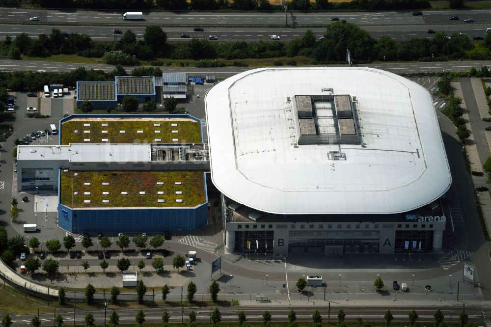 Mannheim aus der Vogelperspektive: Gelände der Arena SAP Arena in Mannheim im Bundesland Baden-Württemberg, Deutschland