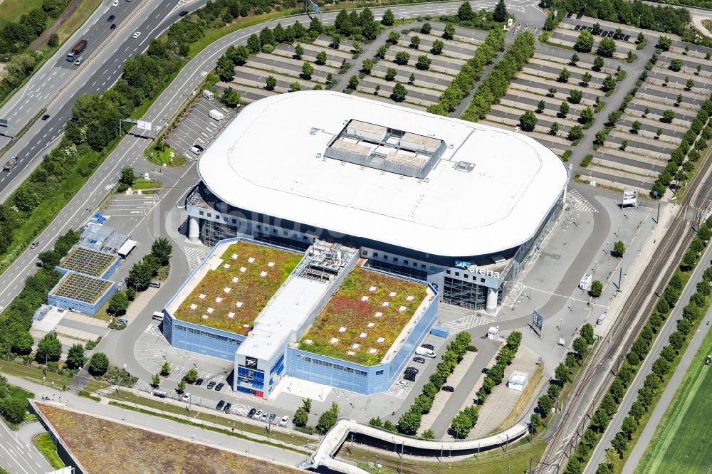 Luftbild Mannheim - Gelände der Arena SAP Arena in Mannheim im Bundesland Baden-Württemberg, Deutschland