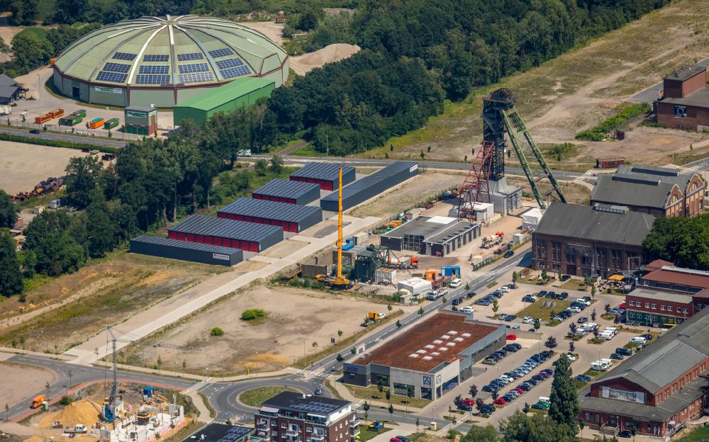 Luftaufnahme Dorsten - Gelände der ehemaligen Bergbau- Schacht- Anlagen am Förderturm Fürst Leopold in Dorsten im Bundesland Nordrhein-Westfalen, Deutschland