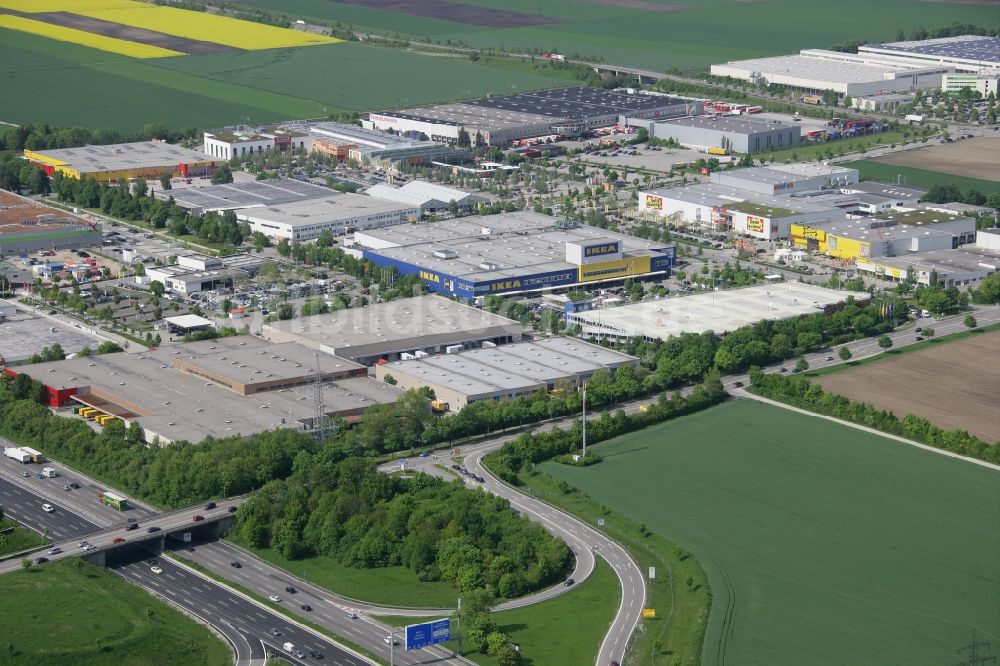 Luftaufnahme München Eching - Gelände des IKEA Einrichtungshaus München-Eching im Bundesland Bayern