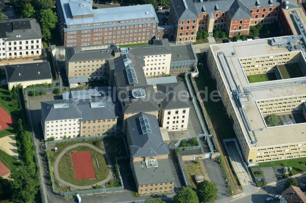 Chemnitz aus der Vogelperspektive: Gelände der Justizvollzugsanstalt JVA Chemnitz Kaßberg in Chemnitz im Bundesland Sachsen
