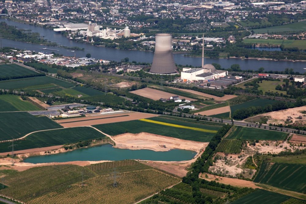 Mülheim-Kärlich aus der Vogelperspektive: Gelände des Kernkraftwerk in Mülheim-Kärlich im Bundesland Rheinland-Pfalz
