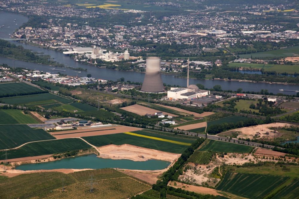 Luftbild Mülheim-Kärlich - Gelände des Kernkraftwerk in Mülheim-Kärlich im Bundesland Rheinland-Pfalz