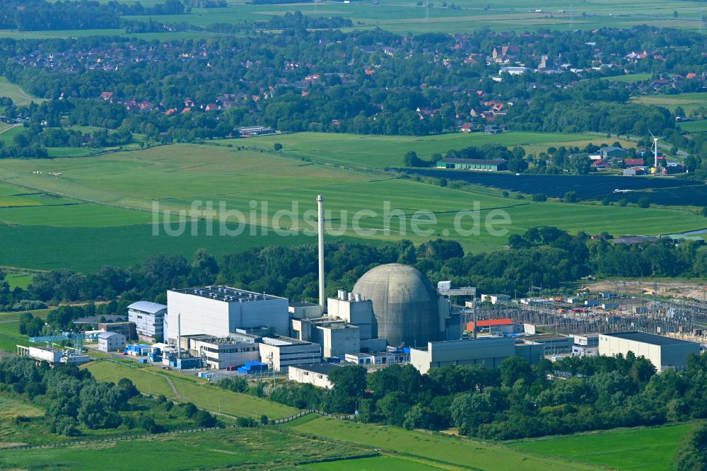 Luftaufnahme Stadland - Gelände des Kernkraftwerk Unterweser in Stadland im Bundesland Niedersachsen, Deutschland