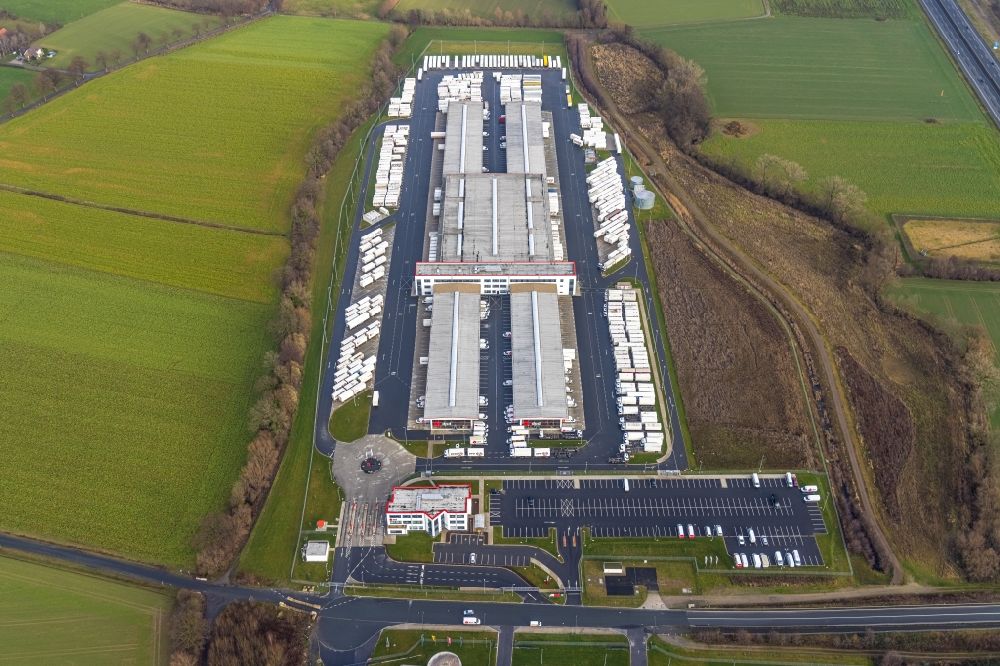 Luftaufnahme Hamm - Gelände des Logistikzentrums der DPD Deutschland GmbH in Hamm im Bundesland Nordrhein-Westfalen, Deutschland