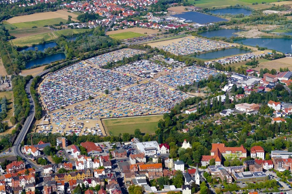 Eschwege von oben - Gelände des Open Flair Musik- Festival in Eschwege im Bundesland Hessen, Deutschland