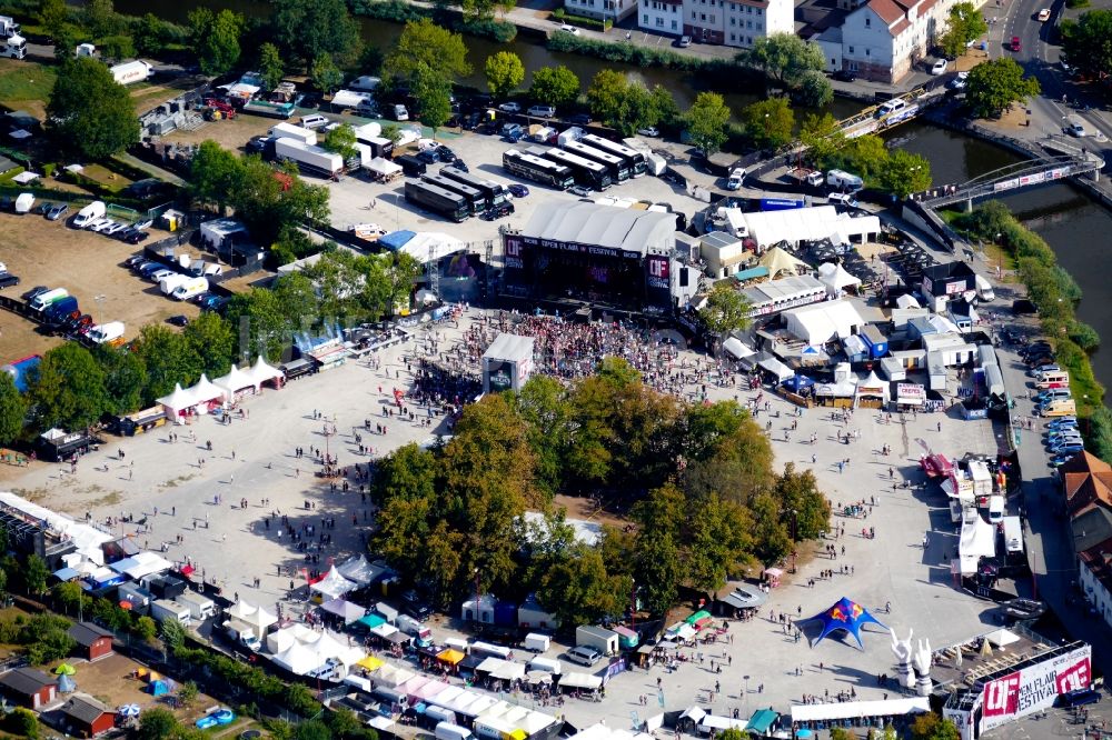 Luftbild Eschwege - Gelände des Open Flair Musik- Festival in Eschwege im Bundesland Hessen, Deutschland