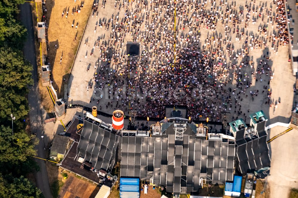Weeze von oben - Gelände des PAROOKAVILLE - Electronic Music Festival in Weeze im Bundesland Nordrhein-Westfalen, Deutschland