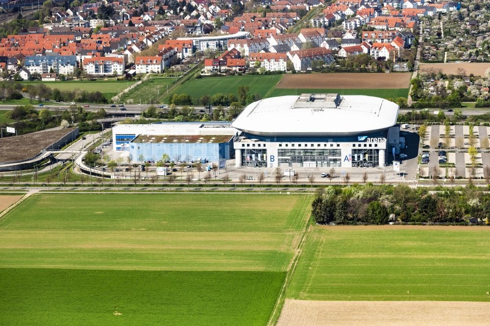 Luftaufnahme Mannheim - Gelände der SAP Arena in Mannheim im Bundesland Baden-Württemberg, Deutschland