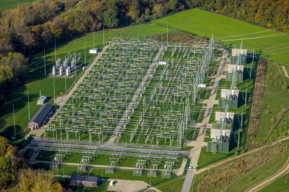 Luftaufnahme Hagen - Gelände des Umspannwerkes der Amprion GmbH in Hagen im Bundesland Nordrhein-Westfalen, Deutschland