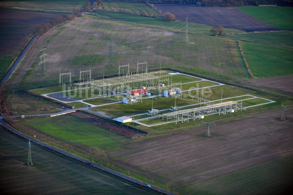 Luftaufnahme Badingen - Gelände des Umspannwerkes in Badingen im Bundesland Brandenburg, Deutschland