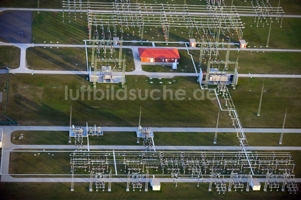 Luftaufnahme Badingen - Gelände des Umspannwerkes in Badingen im Bundesland Brandenburg, Deutschland