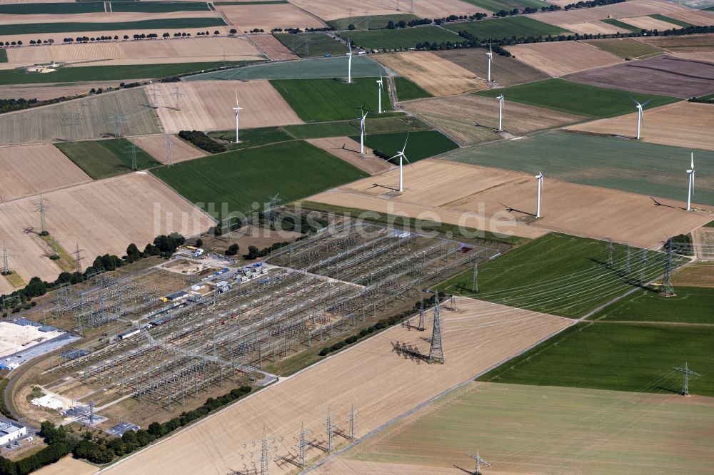 Luftaufnahme Bergheim - Gelände des Umspannwerkes in Bergheim im Bundesland Nordrhein-Westfalen, Deutschland