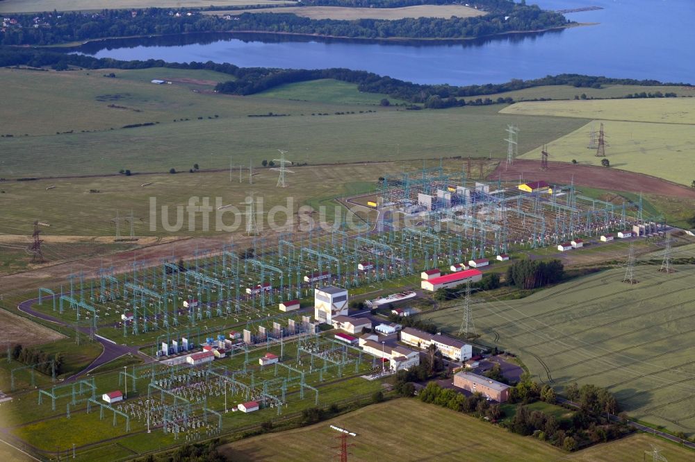 Luftaufnahme Rokle - Gelände des Umspannwerkes CEPS a.s. Hradec in Rokle in Ustecky kraj - Aussiger Region, Tschechien