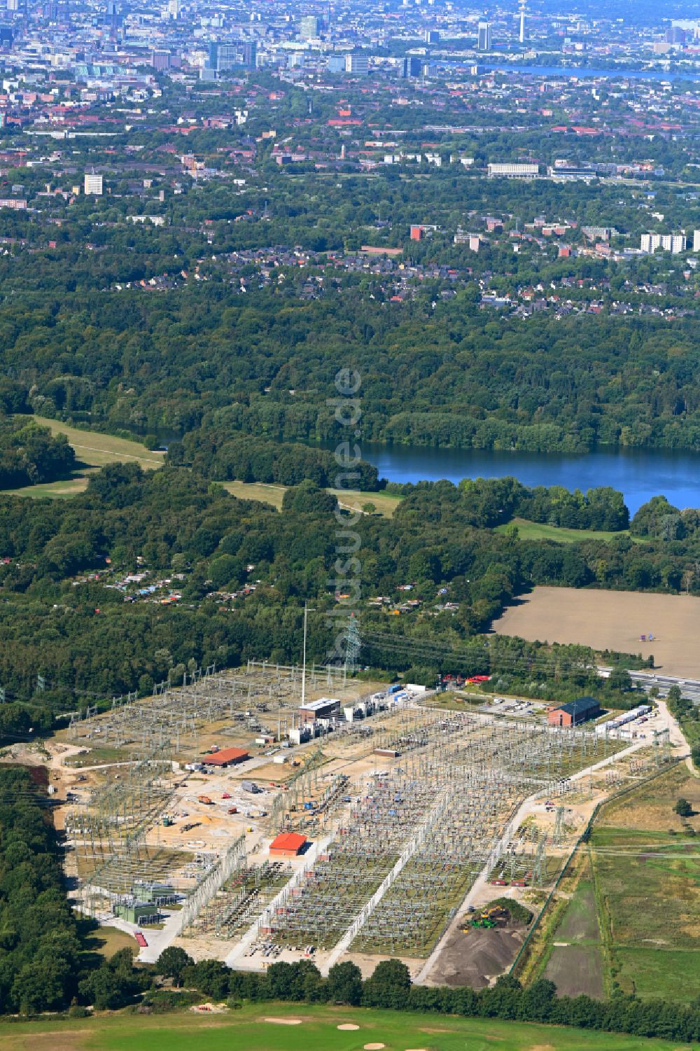 Luftaufnahme Hamburg - Gelände des Umspannwerkes am Hegenredder in Hamburg, Deutschland