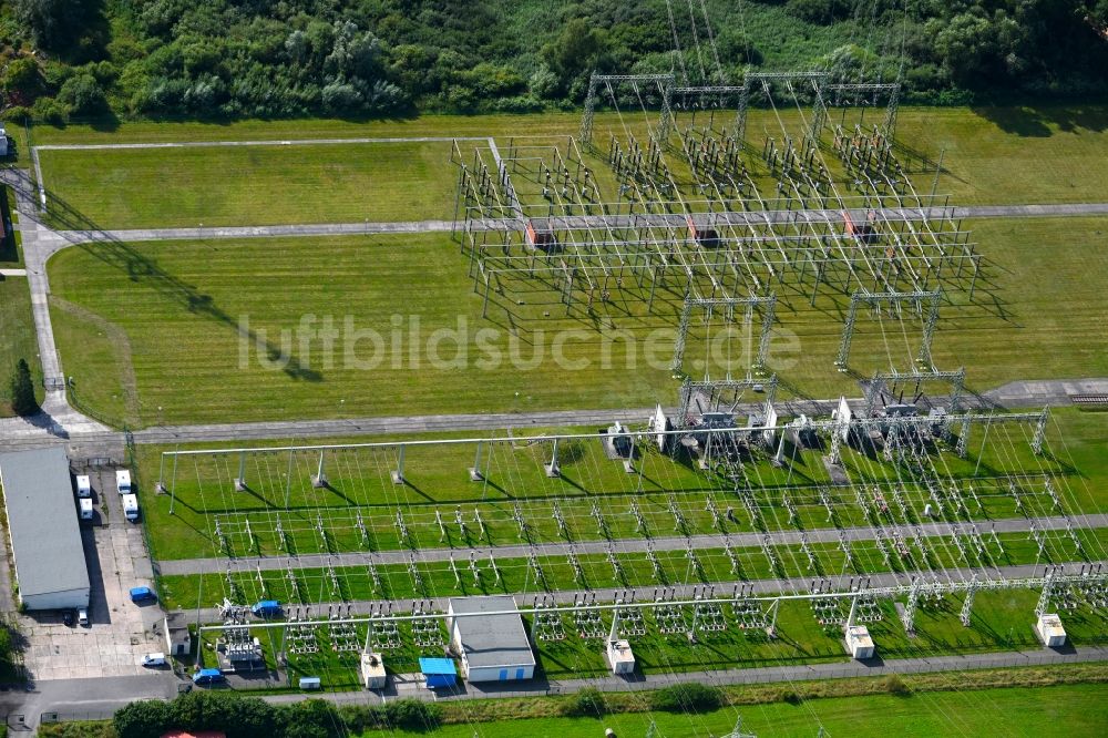 Luftaufnahme Schwerin - Gelände des Umspannwerkes in Schwerin im Bundesland Mecklenburg-Vorpommern, Deutschland