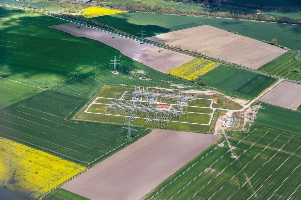 Luftaufnahme Steinfeld (Altmark) - Gelände des Umspannwerkes in Stendal West (Altmark) im Bundesland Sachsen-Anhalt