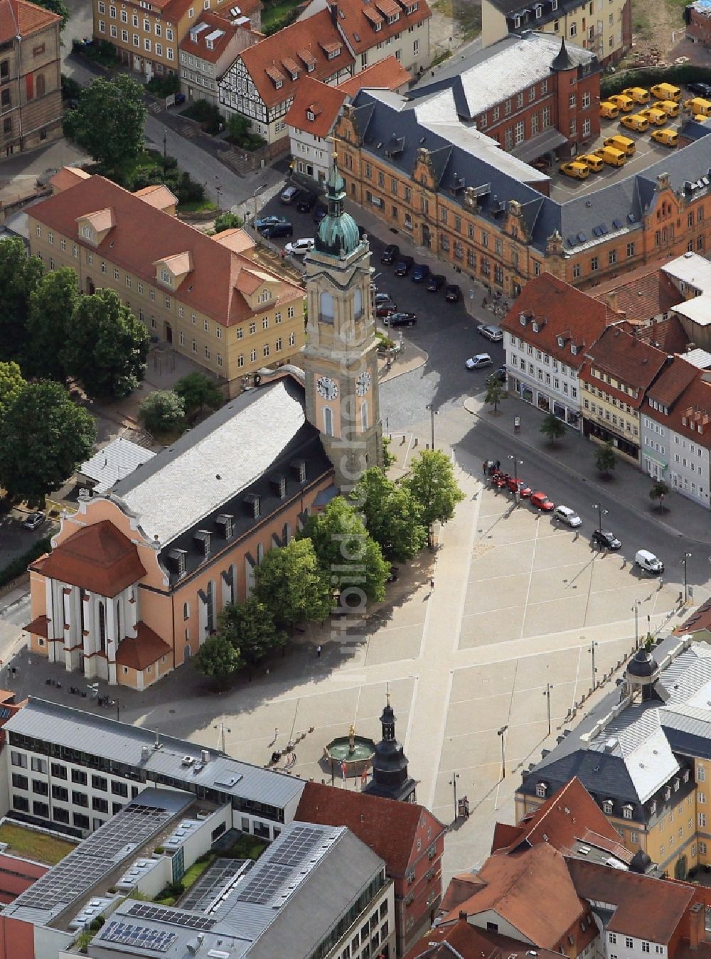 Luftbild Eisenach - Georgenkirche am Markt in Eisenach im Bundesland Thüringen