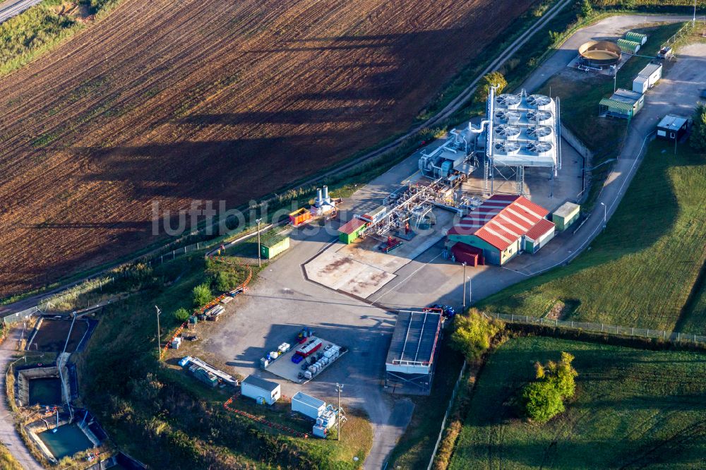 Soultz-sous-Forets aus der Vogelperspektive: Geothermiekraftwerk zur Stromerzeugung von EDF- Geothermie de Soultz sous Forets in Soultz-sous-Forets in Grand Est, Frankreich