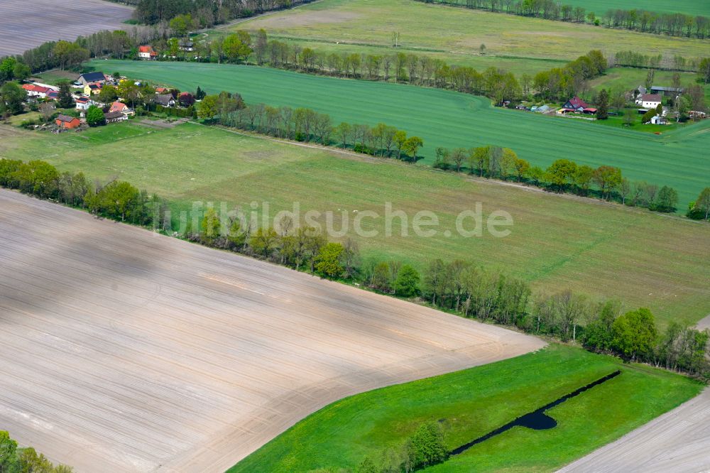 Hohenbruch von oben - Gepflügter Acker in Hohenbruch im Bundesland Brandenburg, Deutschland