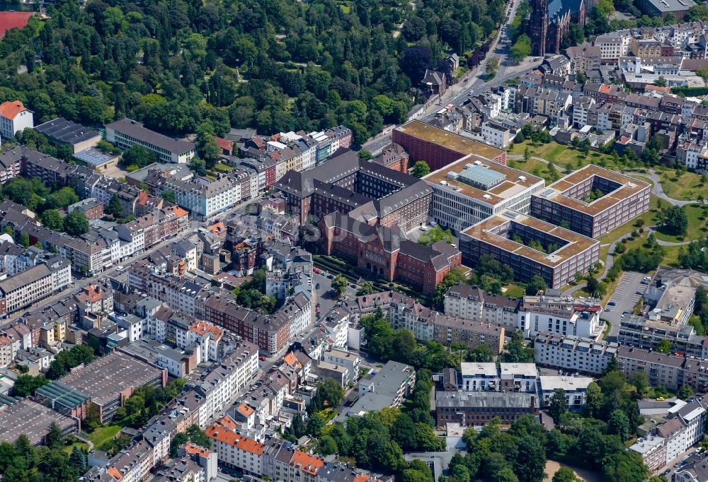 Luftaufnahme Aachen - Gerichts- Gebäudekomplex - Landgericht und Justizzentrum in Aachen im Bundesland Nordrhein-Westfalen, Deutschland