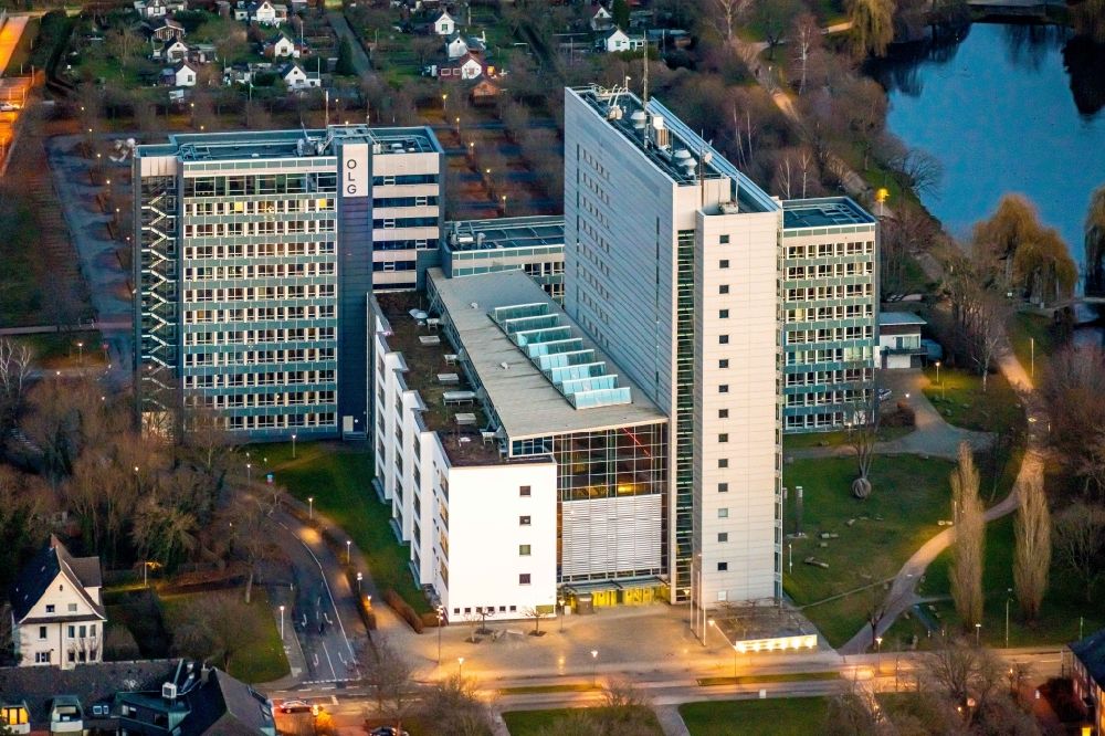 Luftaufnahme Hamm - Gerichts- Gebäudekomplex des Oberlandesgericht Hamm am Ostringpark in Hamm im Bundesland Nordrhein-Westfalen, Deutschland