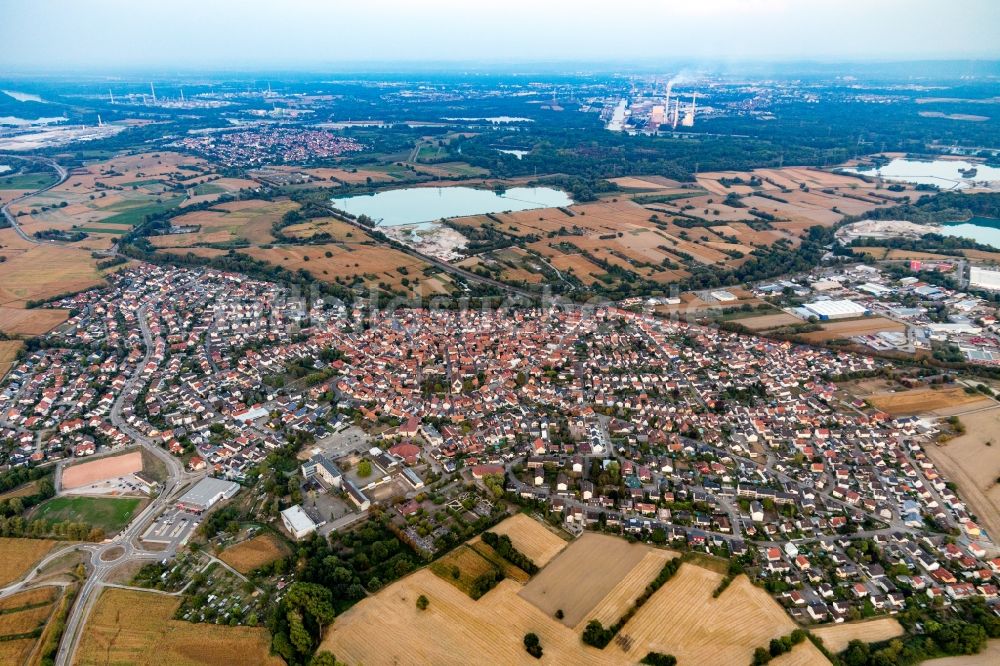 Luftbild Hagenbach - Gesamtübersicht und Stadtgebiet mit Außenbezirken und Innenstadtbereich in Hagenbach im Bundesland Rheinland-Pfalz, Deutschland