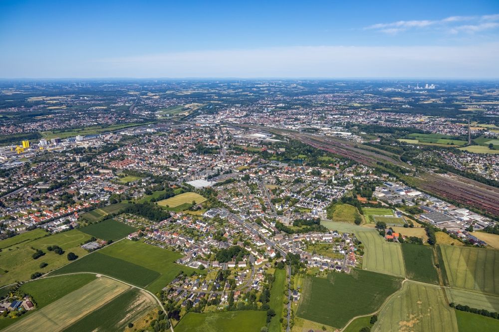 Hamm von oben - Gesamtübersicht und Stadtgebiet mit Außenbezirken und Innenstadtbereich in Hamm im Bundesland Nordrhein-Westfalen, Deutschland