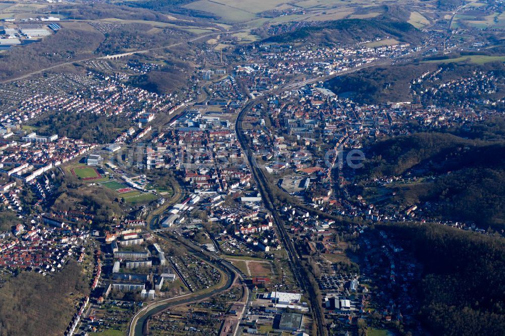 Eisenach von oben - Gesamtübersicht des Stadtgebietes in Eisenach im Bundesland Thüringen, Deutschland