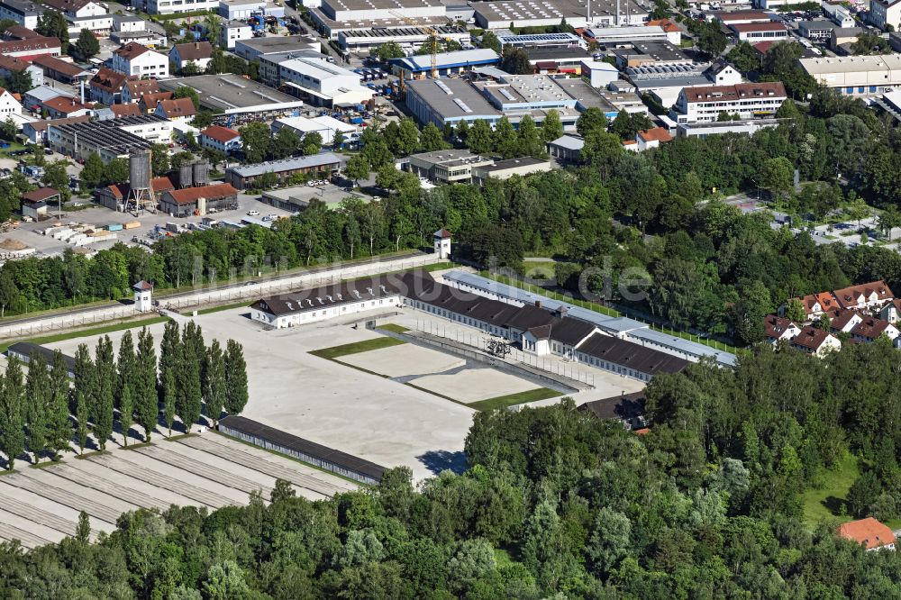 Luftaufnahme Dachau - Geschichts- Denkmal KZ- Gedenkstätte Dachau in Dachau im Bundesland Bayern